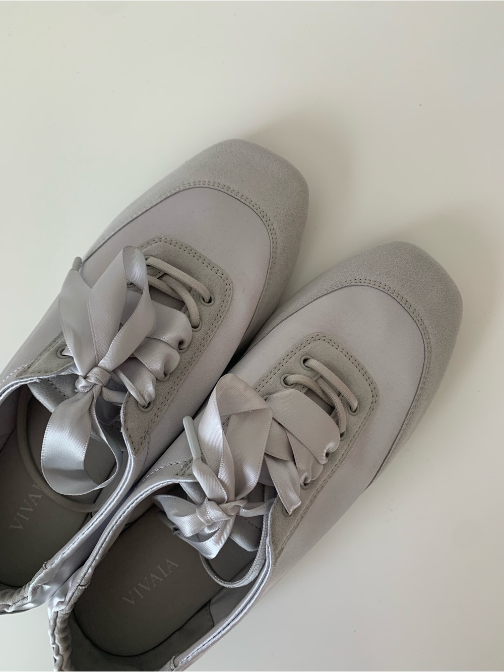 VIVAIA Square-Toe Lace-Up Satin Sneakerina (Cristina)